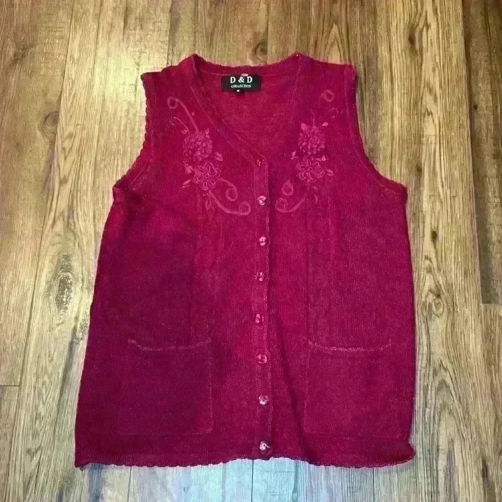 Vintage Wine Embroidered Vest